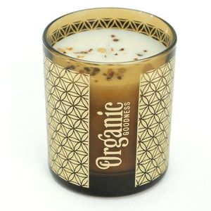 Lumânare aromată organică Sage & Lavender 200g în sticlă cu folie aurie, mov imagine