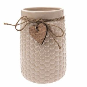 Vază din ceramică Wood heart bej, 12 x 17, 5 cm, bej imagine