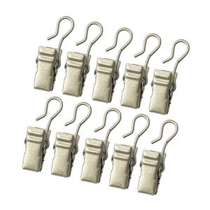 Cârlige cu cleme metalice, 10 buc., satin argintiu imagine