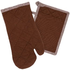 Mănușă de bucătărie și suport Heda maro închis, set 2 buc. imagine