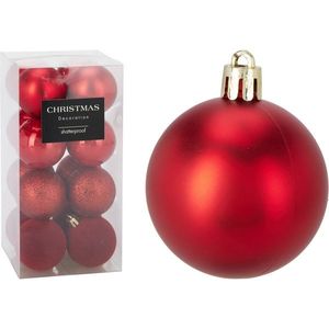 Set de 16 ornamente de Crăciun Festive Sparkles, roșu, diametru 5 cm, plastic, roșu, diam. 5 cm imagine