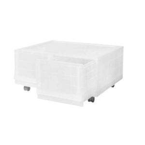 Cutie de depozitare modulară Wave twin Mist curoți 54, 6 x 43, 4 x 22 cm, transparent, Larg - 2 sertare - rotițe imagine