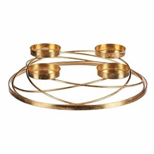 Sfeșnic de Advent Cercuri, auriu, metal, diametru 35 cm, auriu imagine