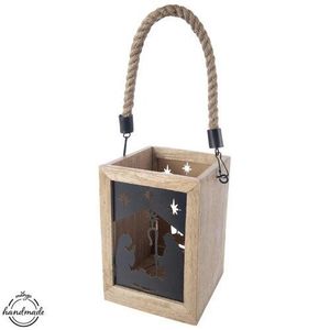 Orion Sfeșnic suspendat din lemn de mango Betleem, 14 x 14 x 20 cm imagine