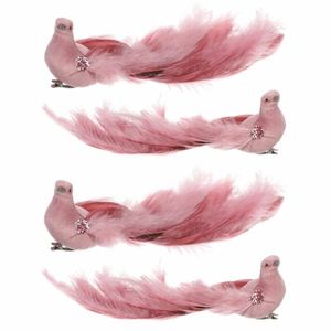 Păun roz cu clemă, 25 x 8 x 6 cm, set de 4 bucăți imagine