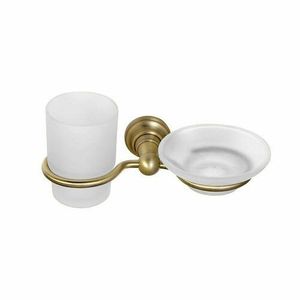 Set săpunieră și pahar de baie SAPHO 1318-04 Diamond, sticlă, bronz imagine