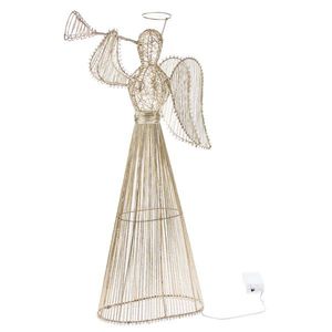 Înger luminos de Crăciun cu trompetă, 53 cm, 40 LED-uri, metal imagine