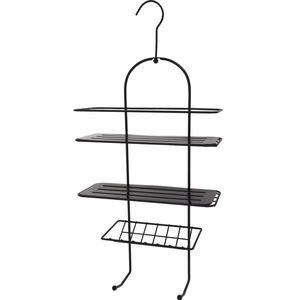 Etajeră de baie, 4 nivele, negru, 25 x 11 x 55 cm imagine