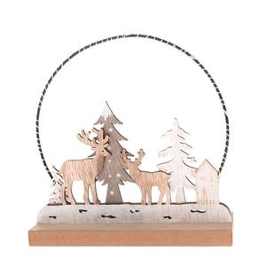 Decorațiune de Crăciun din lemn cu lumină LED Deerforest, 16 x 16 x 6 cm imagine