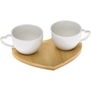 Set de 2 cești din porțelan cu suport Hearts imagine