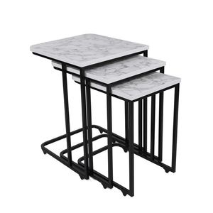 Măsuță auxiliară Metal Zigon, 3 buc., alb + negru imagine