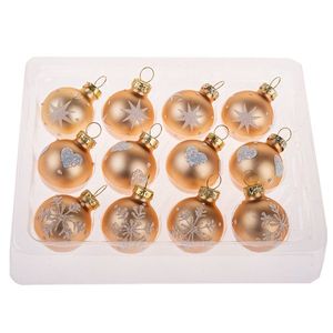 Set de ornamente din sticlă Glimmer Collection, auriu, 12 bucăți, diametru 3 cm, auriu imagine
