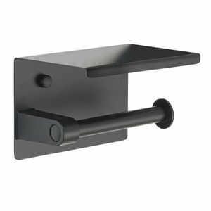 Suport pentru hârtie igienică GEDY 283914 cu raft, negru mat imagine