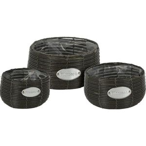 Set recipiente rotunde de ghivece Flowersantracit, 3 buc. imagine