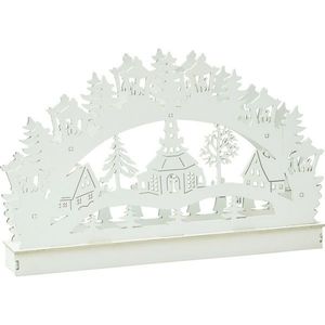 Decorațiuni LED de Crăciun Biserică cu căsuțe, 29x4, 5x19cm, 6 LED-uri, alb cald imagine