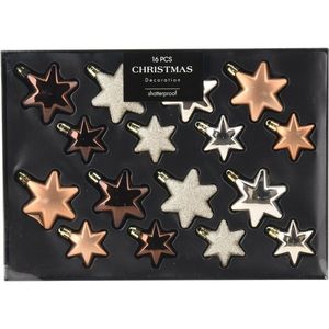 Set de decorațiuni de Crăciun Star cupru / auriu, 16 buc, maro imagine