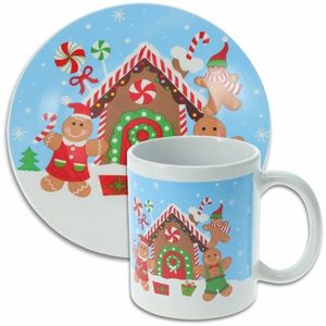 Set de cană și farfurie din ceramică Turtă dulce, albastru imagine