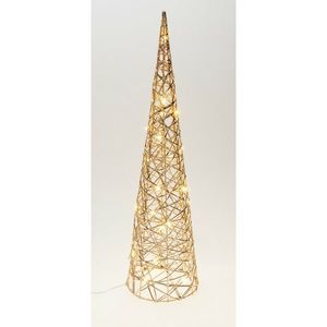 Conul luminos de Crăciun Champagne, 60 x 16 cm, 30micro LED, pe baterii, 60 cm imagine
