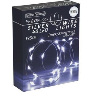 Sârmă luminosă cu temporizator Silver lights 40 LED, alb rece, 195 cm imagine