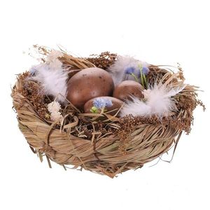 Decorațiune de Paște Ouă în cuib, maro , 15 x 15 x8 cm imagine