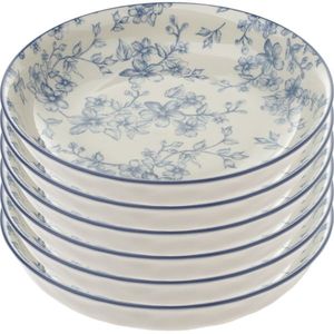 Set de 6 farfurii adânci Flori delicate 20 cm, albastru, albastru imagine