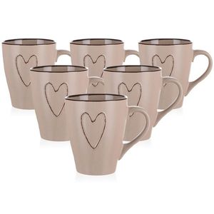 Cană din ceramică BanquetHEART 310 ml, 6 buc, bej, bej imagine