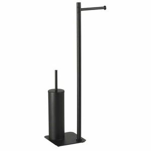 GEDY 113214 Artu suport cu suport pentru hârtieigienică și perie de toaletă, pătrat, negru mat, negru imagine