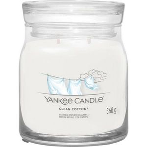 Lumânare parfumată Yankee Candle Signature în borcan, medie, Clean Cotton, 368 g, alb imagine