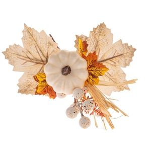 Set de 2 decorațiuni de toamnă Dovleac cu frunze, 23 cm imagine