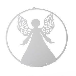 Decorațiune metalică de Crăciun pentru perete, )ngerul Galadriel, alb, 38 x 39, 5 cm imagine