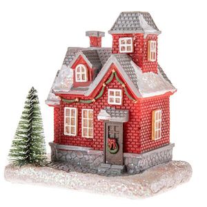 Decorațiuni de Crăciun Căsuță roșie cu lumină LED, 8 x 11, 5 cm imagine