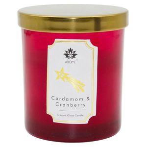 Arome Lumânare în sticlă colorată cu capac, Cardamon & Cranberry, 125 g, roșu imagine