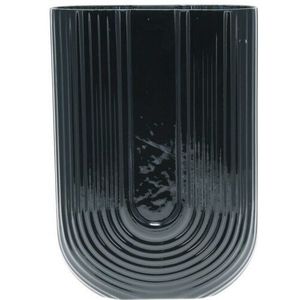 Vază de sticlă cu relief Eleanor, 16, 5 x 23, 5x 7, 5 cm, negru lucios imagine