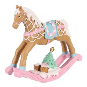 Decorațiune de Crăciun Cal balansoar, roz, poliresină, 17 cm imagine