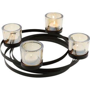 Sfeșnic pentru lumânări mici Roy, negru, diametru 28 cm imagine