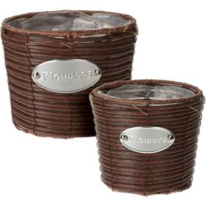 Set recipiente conice de ghivece Flowers, maro, 2 buc. imagine