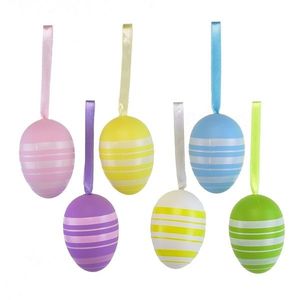 Set de ouă pictate manual cu fundiță, 6 buc, dungi imagine