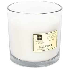 Lumânare în sticlă Black & Gold, Leather, 870 g imagine