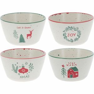 Set de 4 boluri din ceramică Let It Snow 500 ml, 14 cm imagine