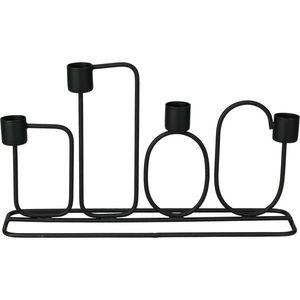 Suport de lumânări Tosca pentru 4 lumânări, negru , 27 x 15, 7 x 7 cm, negru imagine