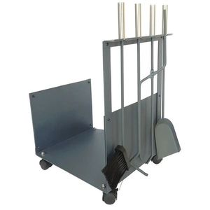 Coș de lemne pentru șemineu, cu ustensile, 40 x 30 x 62 cm imagine