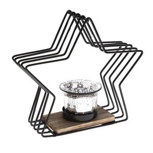 Suport metalic pentru lumânări Celestial negru, 16x 18 x 6, 5 cm imagine