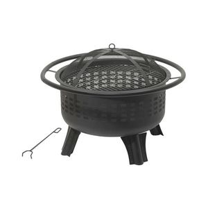 Vatră portabilă pe lemn cu grătar neagră imagine