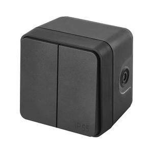 Întrerupător pentru casă, 2 butoane (comutator alternant), 6+6, IP55, antracit imagine