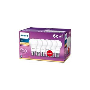 Set 6 becuri LED Philips A60, soclu B22, 13W, 230V, 2700K imagine