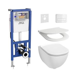 WC suspendat + capac WC MIO + plăcuță de comandă DUAL + modul încastrat + garnitură imagine