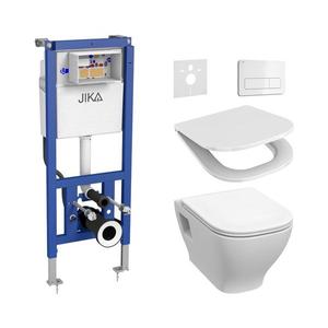 WC suspendat + capac WC DEEP + modul incastrat + plăcuță DUAL + garnitură imagine