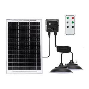 - Lustră solară LED cu senzor, 2xLED/35W/12V, 6000mAh, 6500K, Ø15 cm + telecomandă imagine