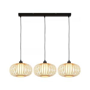 Briloner 4759031 - Lustră suspendată pe cablu, 3xE27/10W/230V, negru/bambus imagine