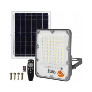 Proiector solar LED reglabil, 50 W, 3, 2 V, 5000 K, 6000 mAh, IP65, negru + telecomandă imagine